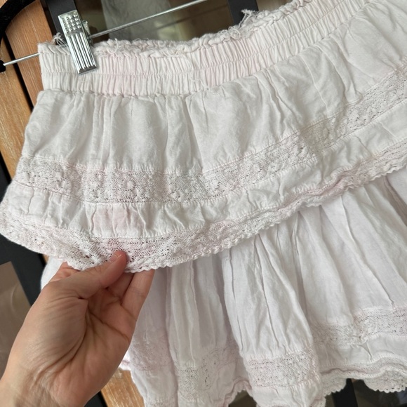 LoveShackFancy tiered mini skirt lace ruffles heritage pastel preppy small - Picture 6 of 9